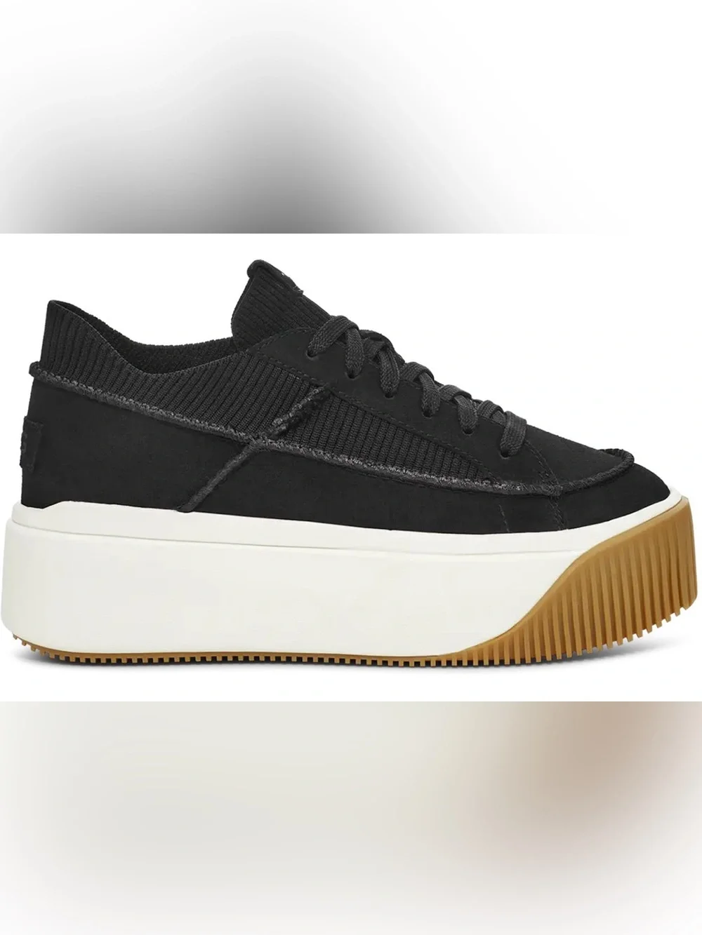 UGG EZ-DUZZIT LACE BLACK PLATFORM SNEAKER SHOES US 8